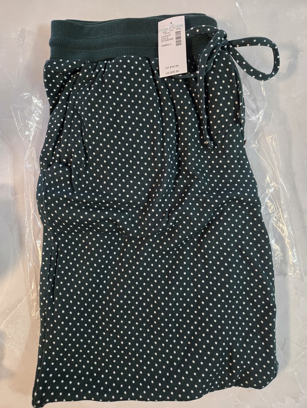 Maurices Dark Green Polka Dot Pajamas Sz Small
